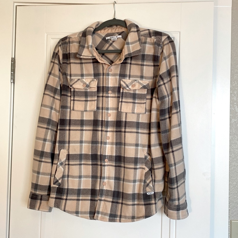 Pale pink plaid button down